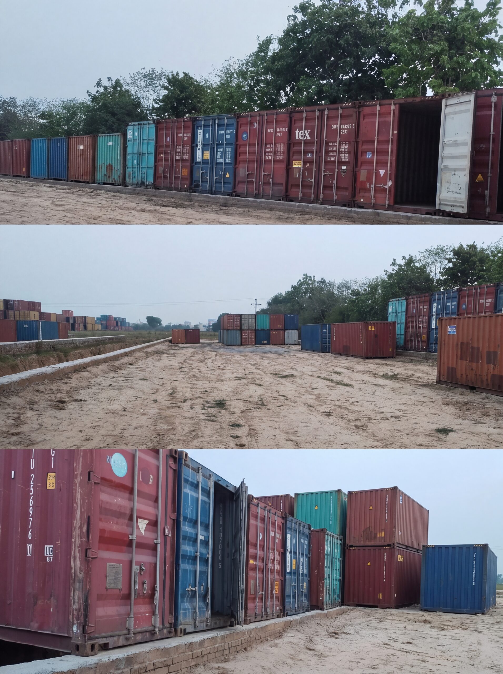 Stacked containers in yard